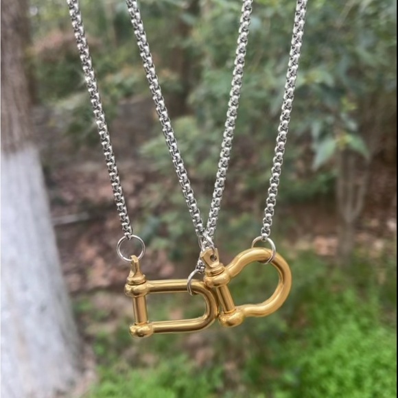 Stainless Steel Horseshoe  “U” Charm Necklace  Gold/Silver Color - Picture 4 of 11